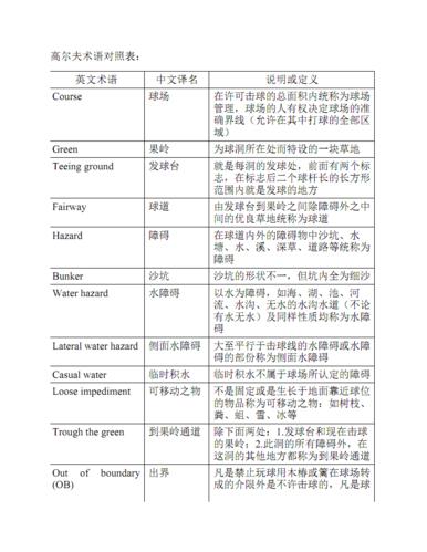 高尔夫球的网络用语